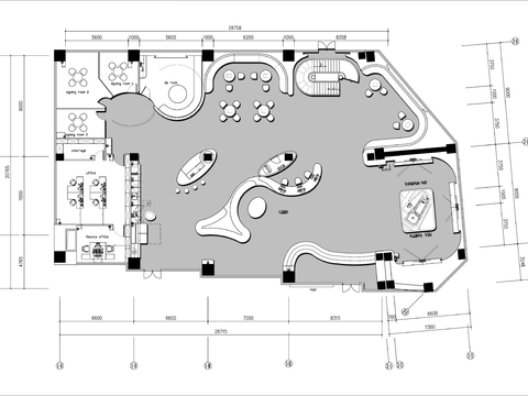 400㎡售楼部大厅cad平面图 