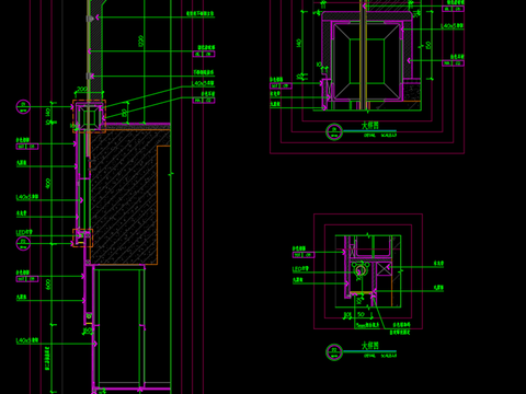  共享挑空节点图 剖面图 玻璃栏板剖面图cad大样图 