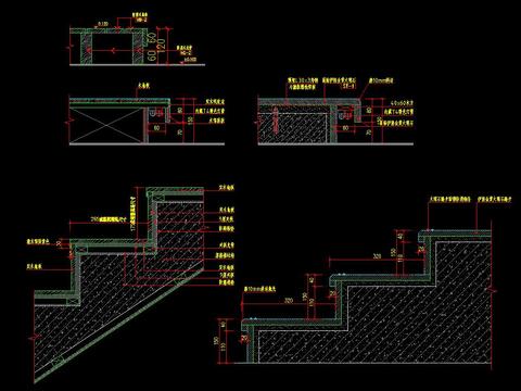  地台踏步CAD施工图剖面图节点大样 