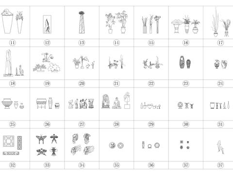  带尺寸轻奢桌面摆件cad图库 