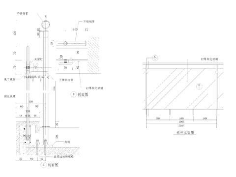  现代金属玻璃护栏 