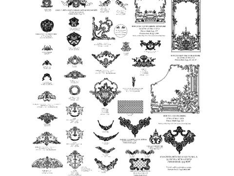  法式护墙板雕花花库cad图库 