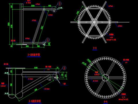  公园六角亭cad节点图 