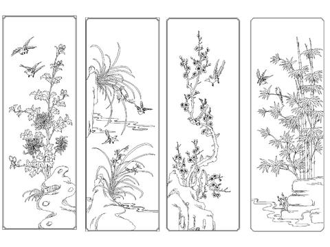  雕花图案cad图库 