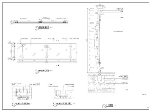  栏杆玻璃cad大样图 