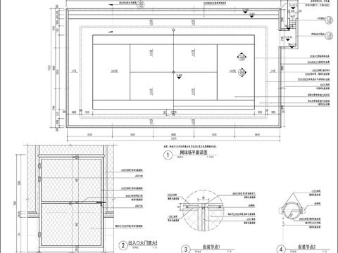  网球场cad平面图 