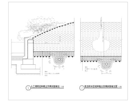  种植土回填剖面做法 节点大样图 