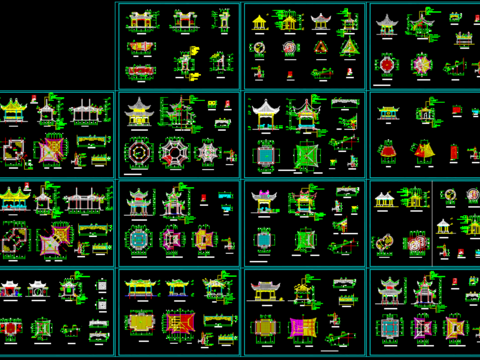  古建亭子cad施工图 