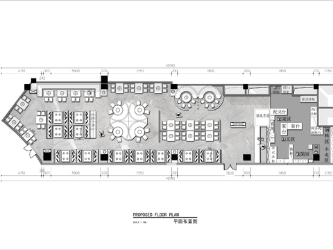  350㎡餐厅cad平面图 