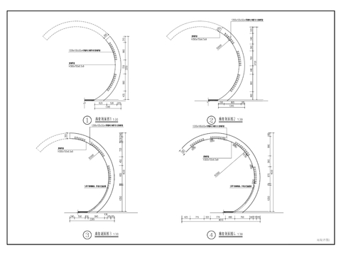  半圆形廊架CAD施工图 