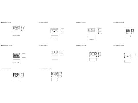  欧式带抽屉斗柜平立侧面cad图库 