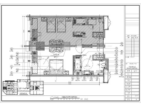  品牌酒店无障碍连通房施工图及材料表cad施工图 
