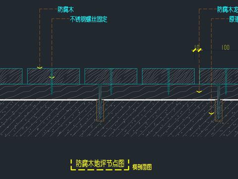  防腐木地坪节点大样图 