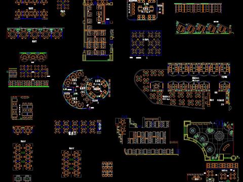  餐饮空间接待区包间等候CAD图库 