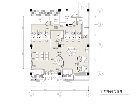  银行大厅cad平面图 
