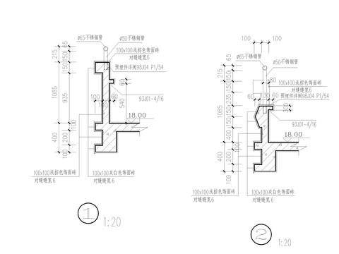  建筑瓷砖饰面CAD节点大样 