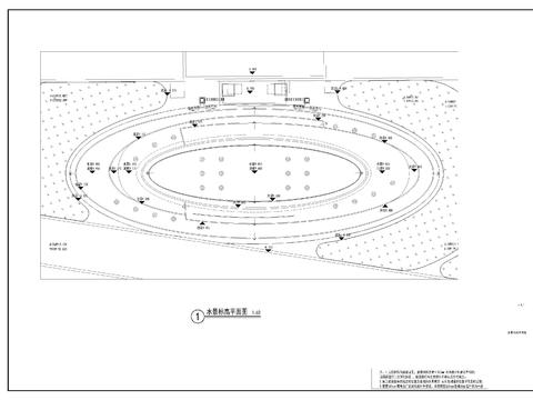  椭圆形水景cad平面图 