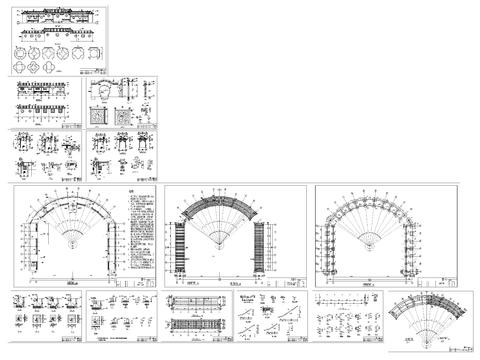  仿古长廊建筑CAD施工图 
