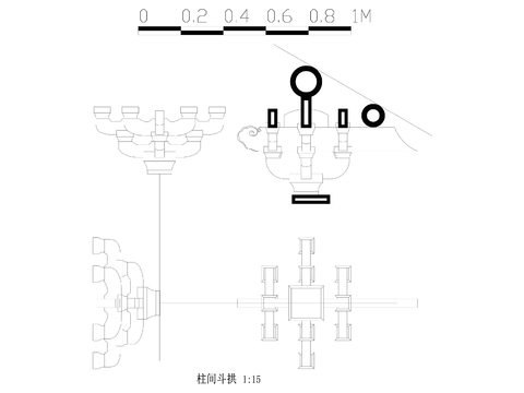  柱间斗拱cad大样图 