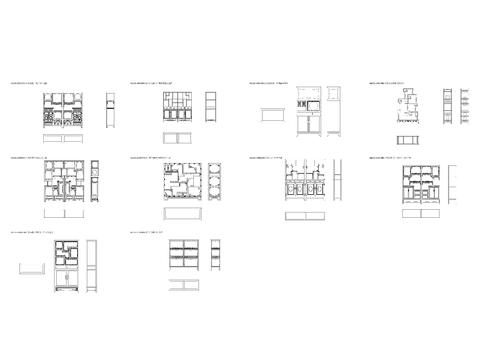  中式清代书柜平面图cad图库 