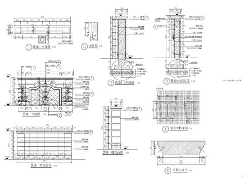  欧式入户景墙cad大样图 