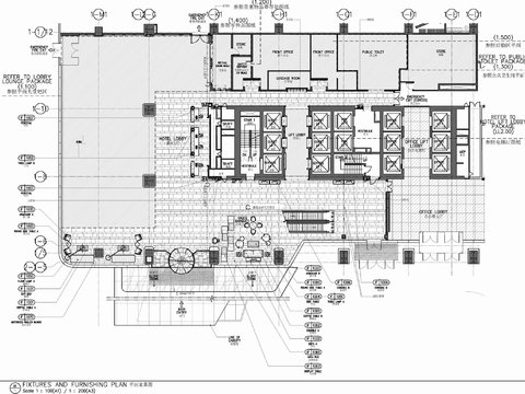  某酒店大堂接待区施工图 酒店公区cad施工图 