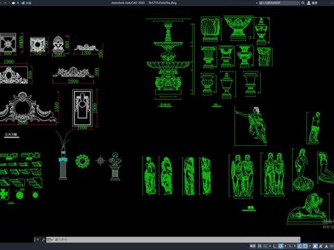  雕花元素cad图库 