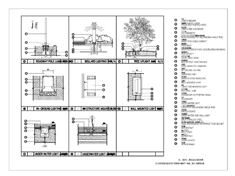  园林照明灯具节点大样图 