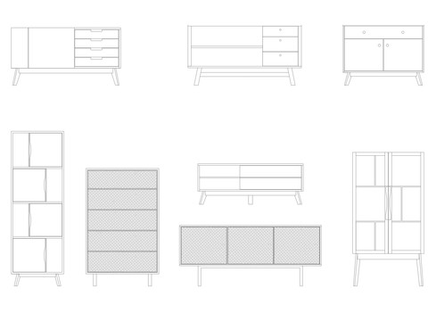  装饰柜图块cad图库 
