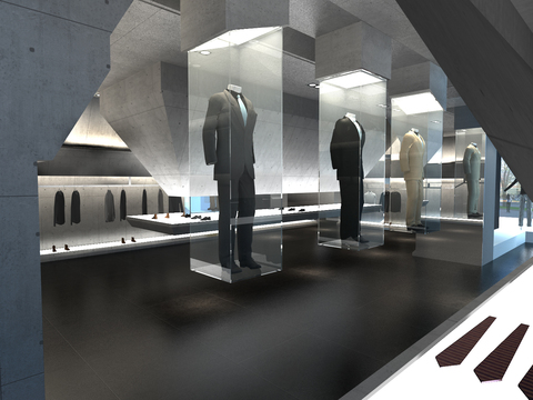  服裝展廳cad施工圖 