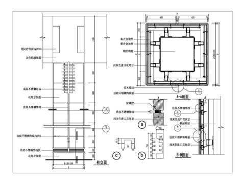  石材饰面装饰柱节点图 