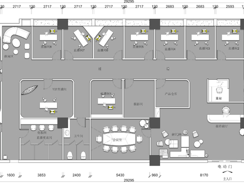  网红直播间cad平面图 