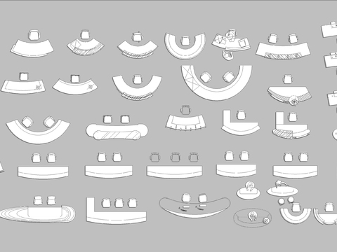  接待台服务台圆弧型前台CAD图库 