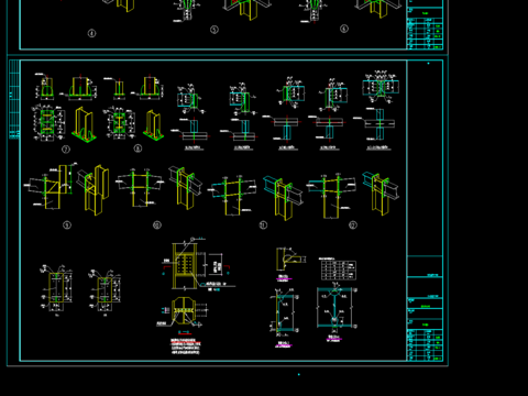  钢框架梁柱cad节点大样图 
