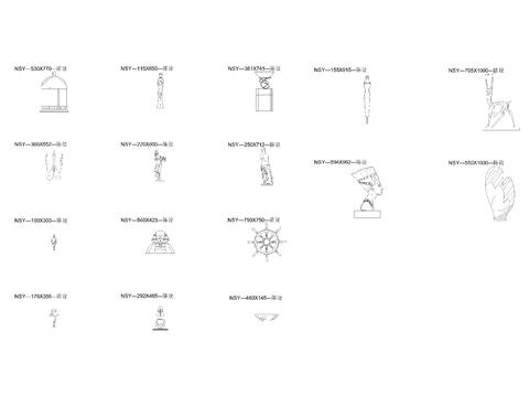  摆件组合 陈设品 国外元素摆件立面cad图库 