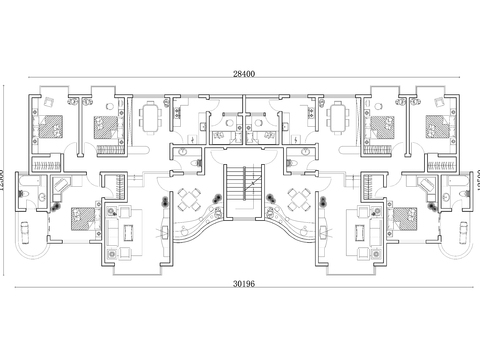  314m²公寓住宅cad平面图 