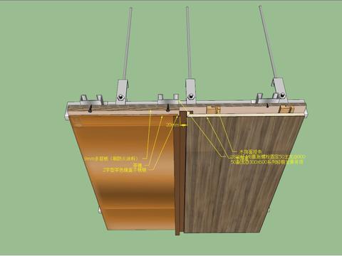  木饰面与茶镜相接cad节点图 