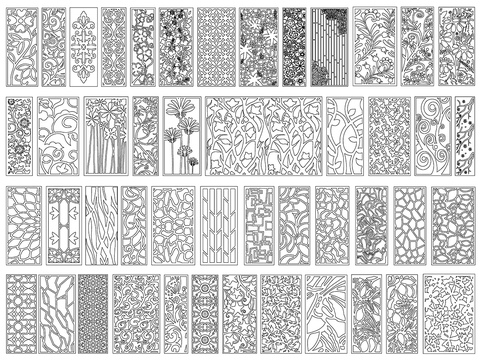  现代欧韩风格镂空雕刻雕花cad图库 