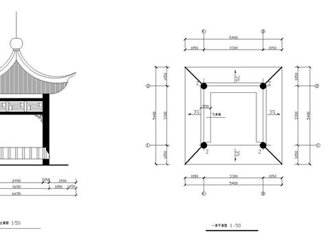  古建四角亭CAD节点大样 