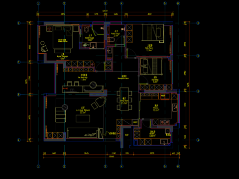  简约家装样板间设计cad施工图 