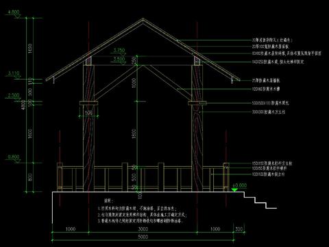  東南亞涼亭設(shè)計cad施工圖 