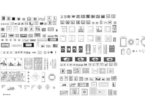  立面装饰画cad图库 