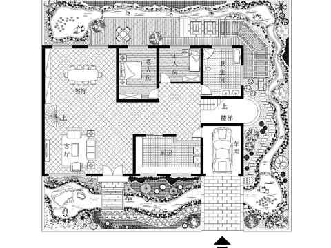  别墅庭院设计平面图 