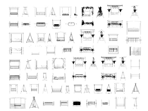  秋千 吊椅 秋千椅 摇椅cad图库 