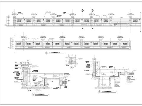  主入口吐水景墙cad大样图 