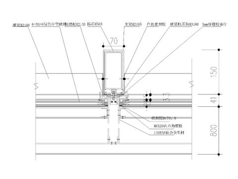  隐框玻璃幕墙 幕墙标准五金件cad大样图 
