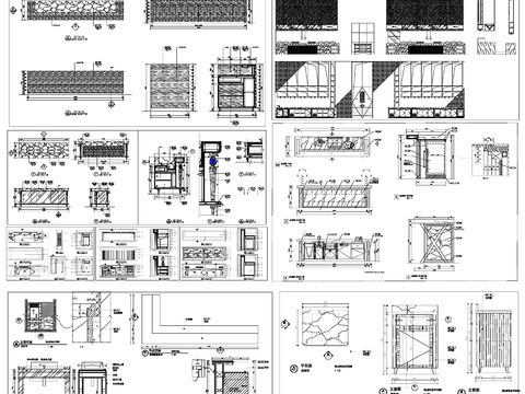  吧台柜台餐台柜子设计详图剖面大样图设计cad图库 