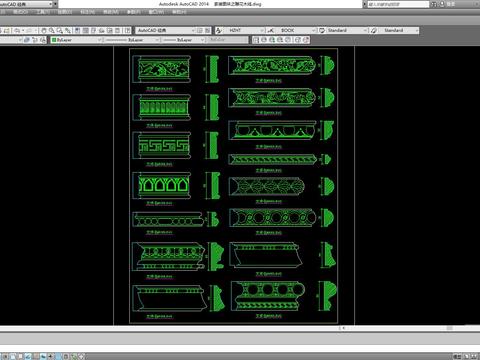  雕花木线cad图库 