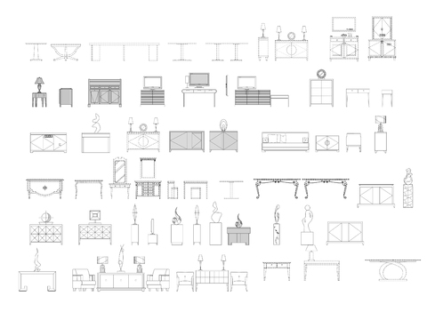  端景台陈列矮柜cad图库 