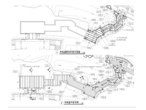  木栈道 景墙详图 节点大样图 